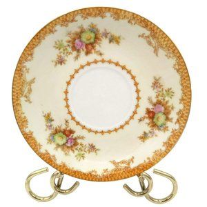 Sone China Vintage Saucer Plate Yellow Scroll Edge Floral Sprays Pattern Son13